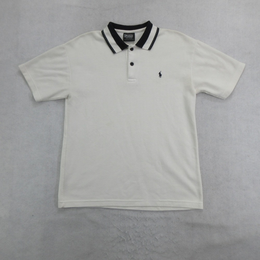 Polo by Ralph Lauren Mens Polo Shirt Medium White Short Sleeve Made in USA VTG